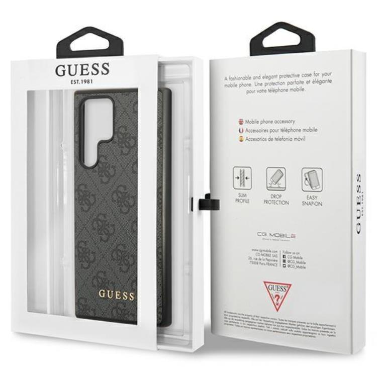 Guess - Guess Galaxy S23 Ultra Skal 4G Metal Gold Logo - Grå
