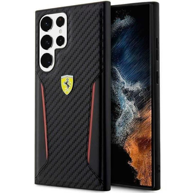 Ferrari - Ferrari Galaxy S23 Ultra Skal Carbon Contrast Edges - Svart