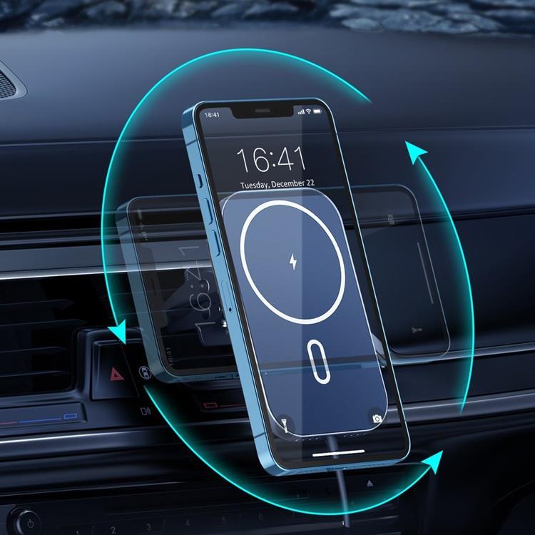 UTGÅTT - Choetech MagSafe Magnetfäste För Bil Induktiv Qi-laddare 15W - Svart