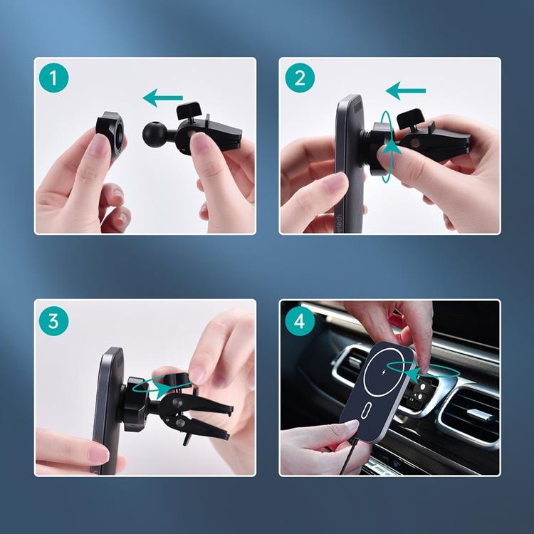 UTGÅTT - Choetech MagSafe Magnetfäste För Bil Induktiv Qi-laddare 15W - Svart