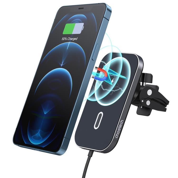 UTGÅTT - Choetech MagSafe Magnetfäste För Bil Induktiv Qi-laddare 15W - Svart