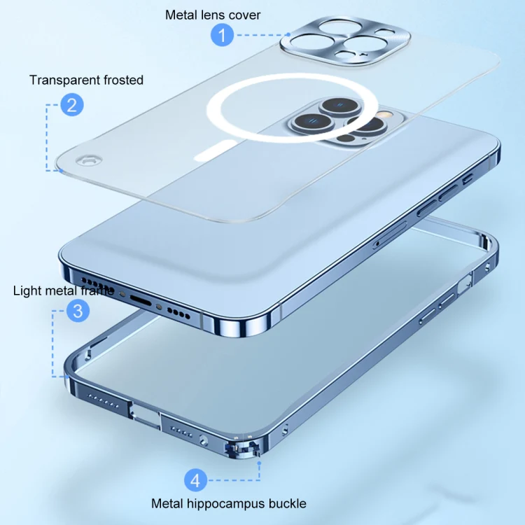 A-One Brand - iPhone 14 Skal Magsafe Metall Frame - Silver