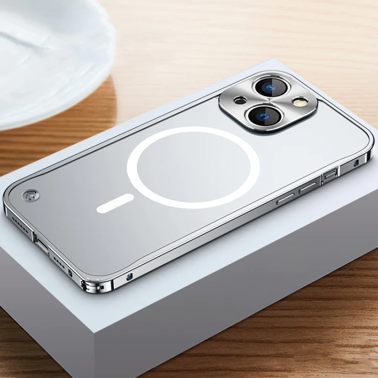 A-One Brand - iPhone 14 Skal Magsafe Metall Frame - Silver