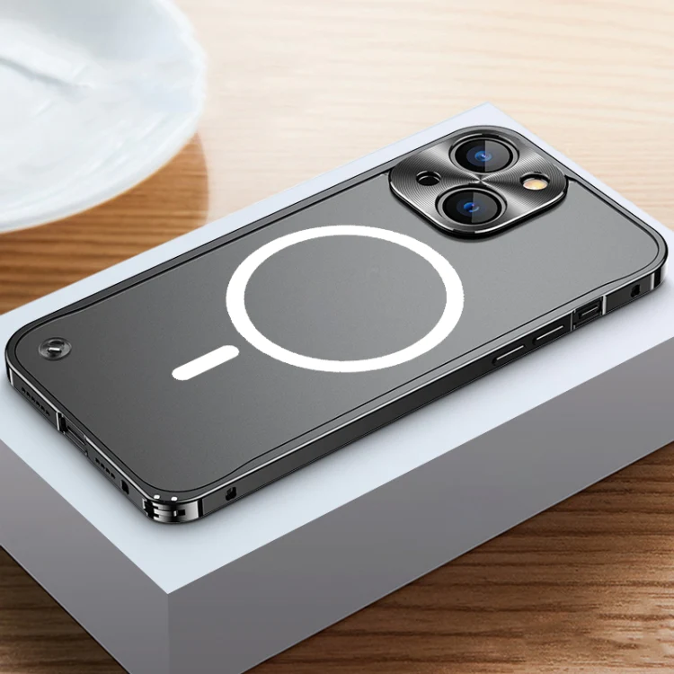 A-One Brand - iPhone 14 Skal Magsafe Metall Frame - Svart