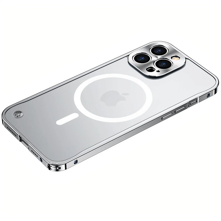 A-One Brand - iPhone 13 Pro Max Skal Magsafe Metall Frame - Silver
