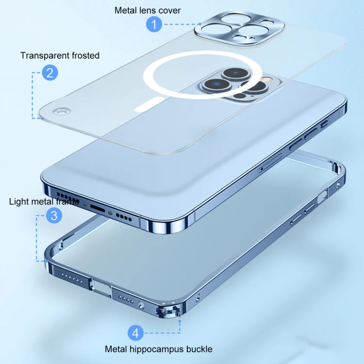 A-One Brand - iPhone 13 Pro Skal Magsafe Metall Frame - Blå