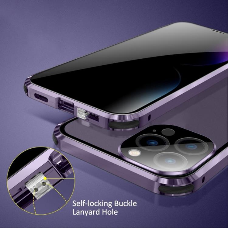 A-One Brand - iPhone 14 Pro Skal Anti-Spy Metall Magnetic - Blå
