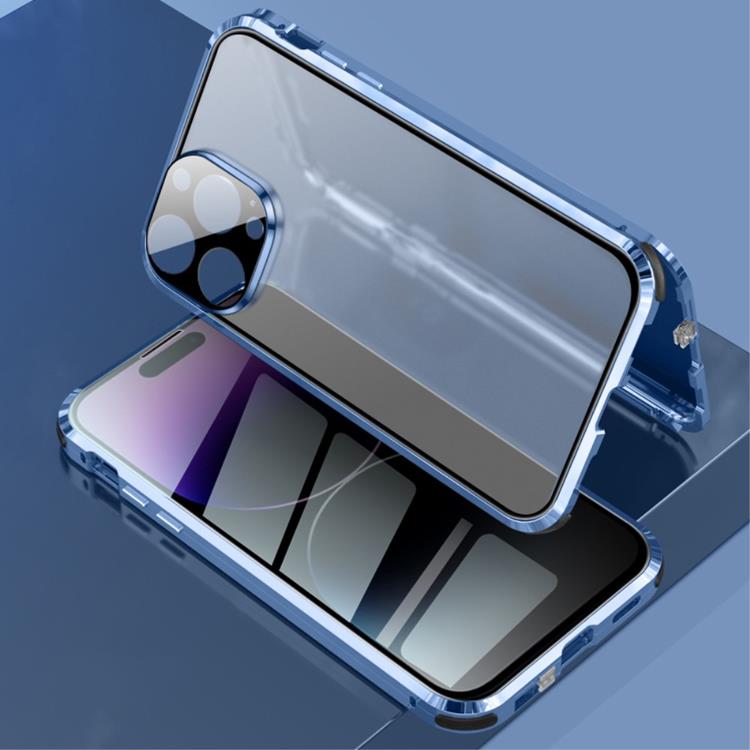 A-One Brand - iPhone 14 Pro Skal Anti-Spy Metall Magnetic - Blå