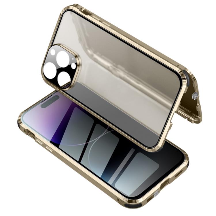 A-One Brand - iPhone 14 Pro Skal Anti-Spy Metall Magnetic - Guld