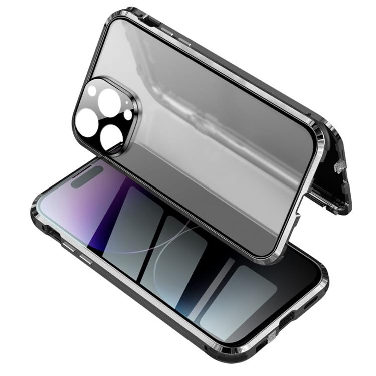 A-One Brand - iPhone 14 Pro Skal Anti-Spy Metall Magnetic - Svart