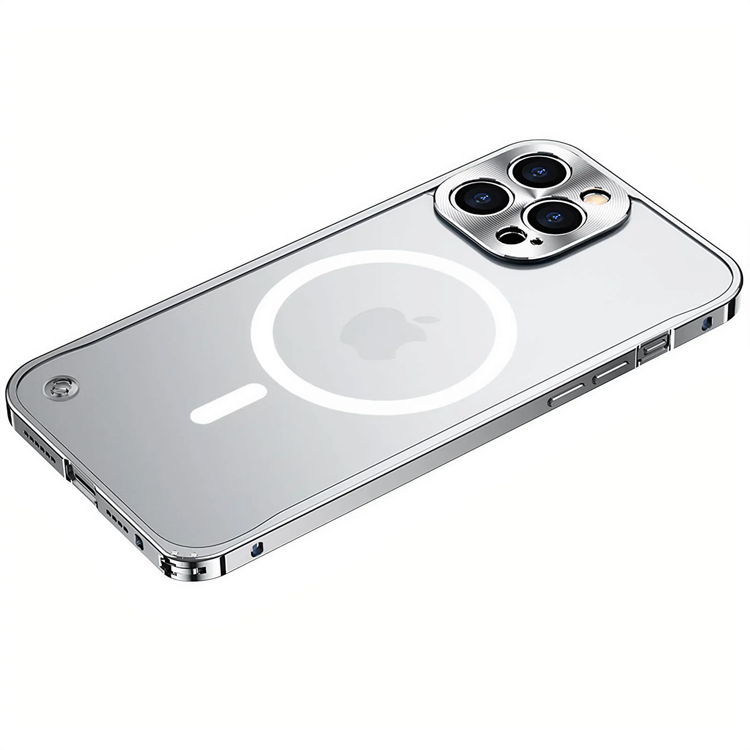 A-One Brand - iPhone 14 Pro Max Skal Magsafe Metall Frame - Silver