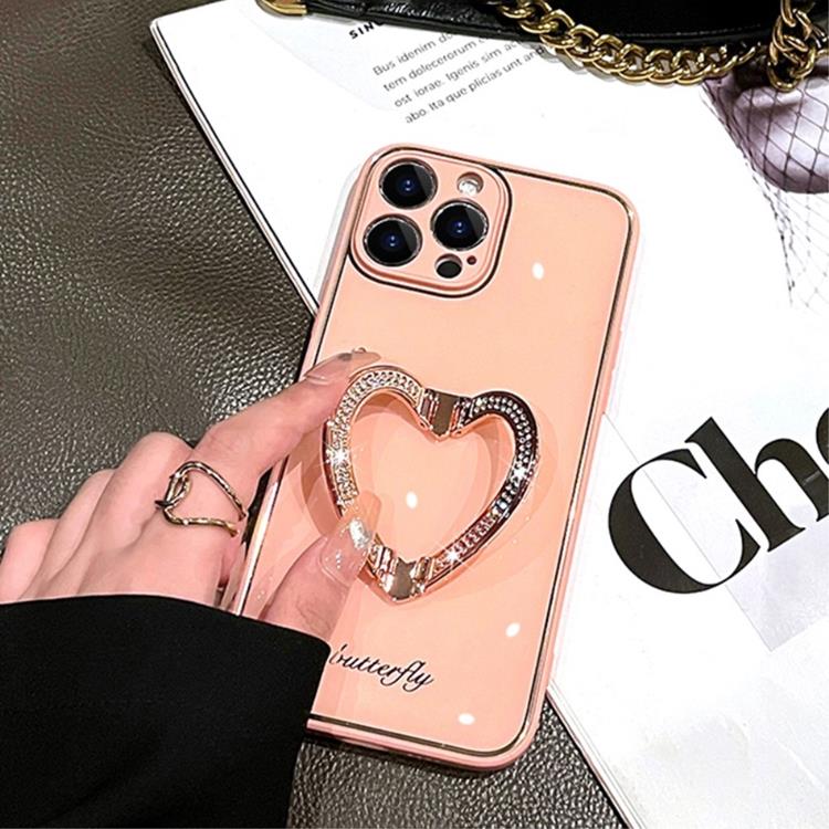 A-One Brand - iPhone 14 Pro Max Skal Heart Kickstand - Rosa