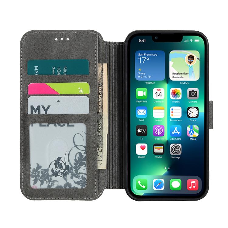 Boom of Sweden - BOOM iPhone 13 Pro Max Plånboksfodral Calfskin - Grå