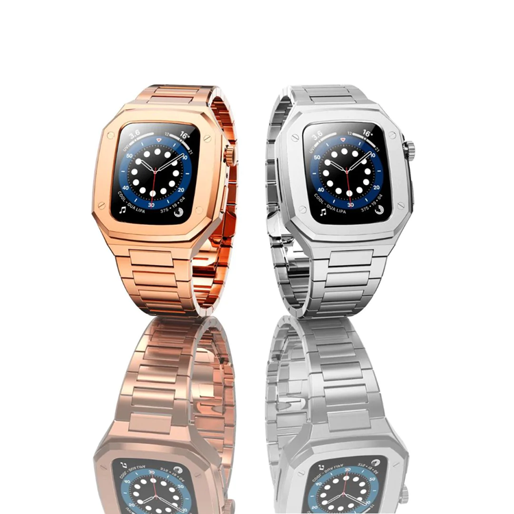 A-One Brand - Apple Watch 4/5/6/7/8/SE (44/45mm) Luxury Band Armor Stainless Steel - Silver