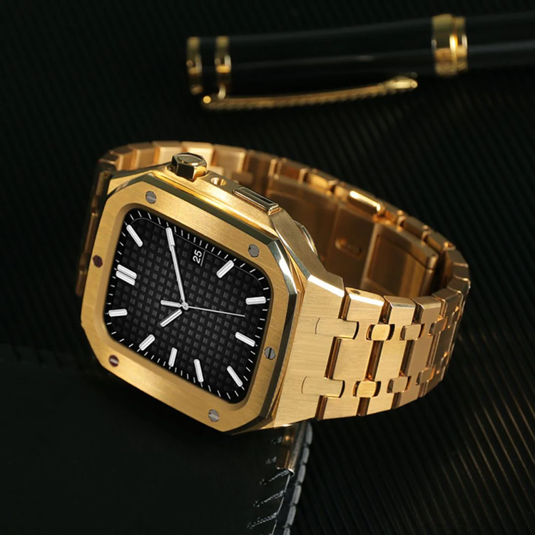 A-One Brand - Apple Watch 4/5/6/7/8/SE (44/45mm) Luxury Band Armor Stainless Steel - Silver