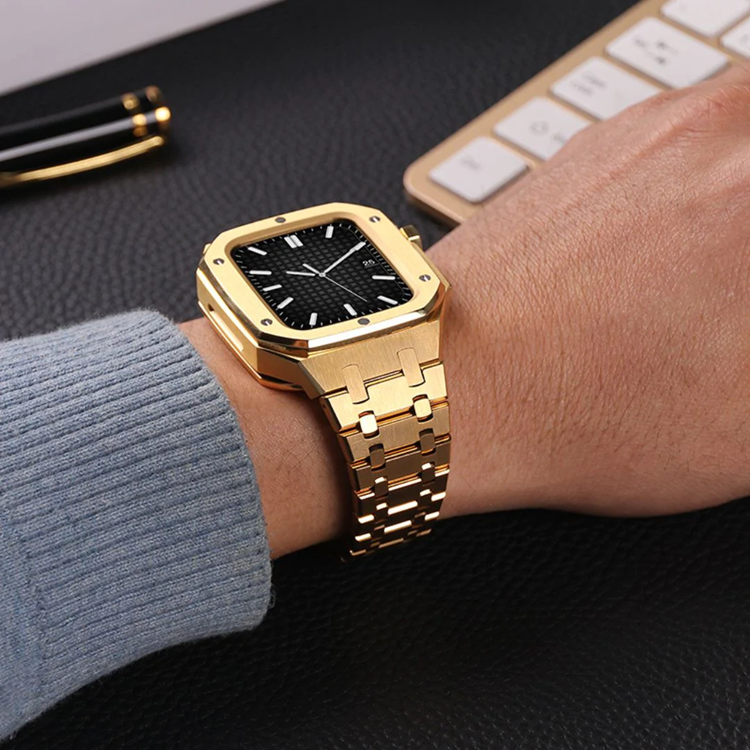 A-One Brand - Apple Watch 4/5/6/7/8/SE (44/45mm) Luxury Band Armor Stainless Steel - Silver
