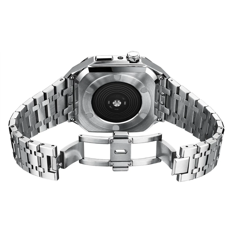 A-One Brand - Apple Watch 4/5/6/7/8/SE (44/45mm) Luxury Band Armor Stainless Steel - Silver