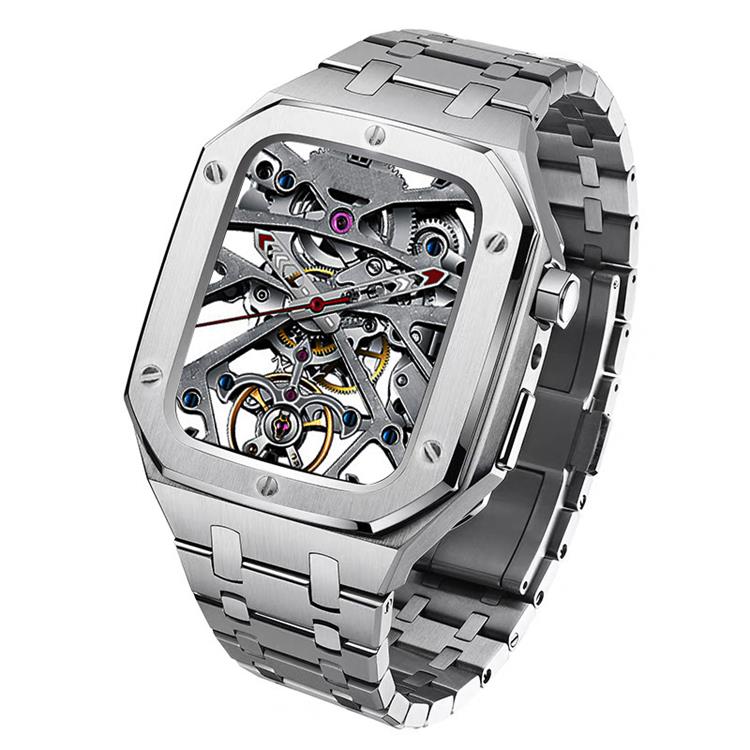 A-One Brand - Apple Watch 4/5/6/7/8/SE (44/45mm) Luxury Band Armor Stainless Steel - Silver