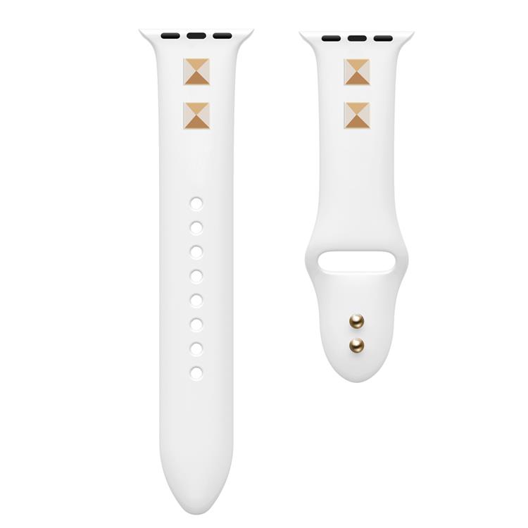 A-One Brand - Apple Watch 4/5/6/7/8/SE (38/40/41mm) Band Rivet Silikon - Vit