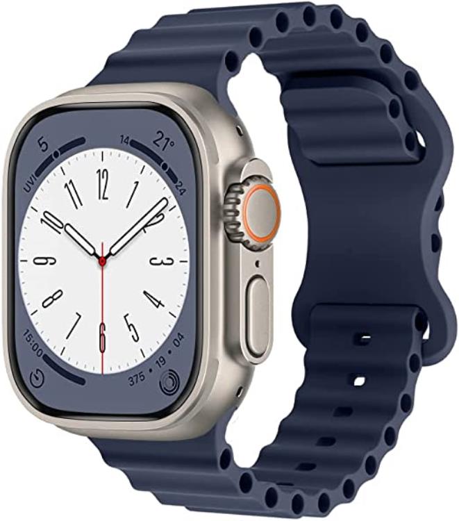 A-One Brand - Apple Watch 4/5/6/7/8/SE/Ultra (49/45/44/42mm) Silikon Ocean Band - Midnight