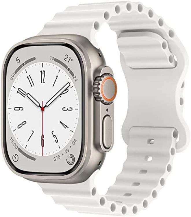 A-One Brand - Apple Watch 4/5/6/7/8/SE/Ultra (49/45/44/42mm) Silikon Ocean Band - Vit