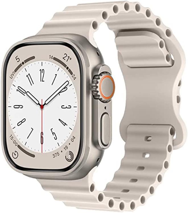 A-One Brand - Apple Watch 4/5/6/7/8/SE (38/40/41mm) Silikon Ocean Band - Starlight
