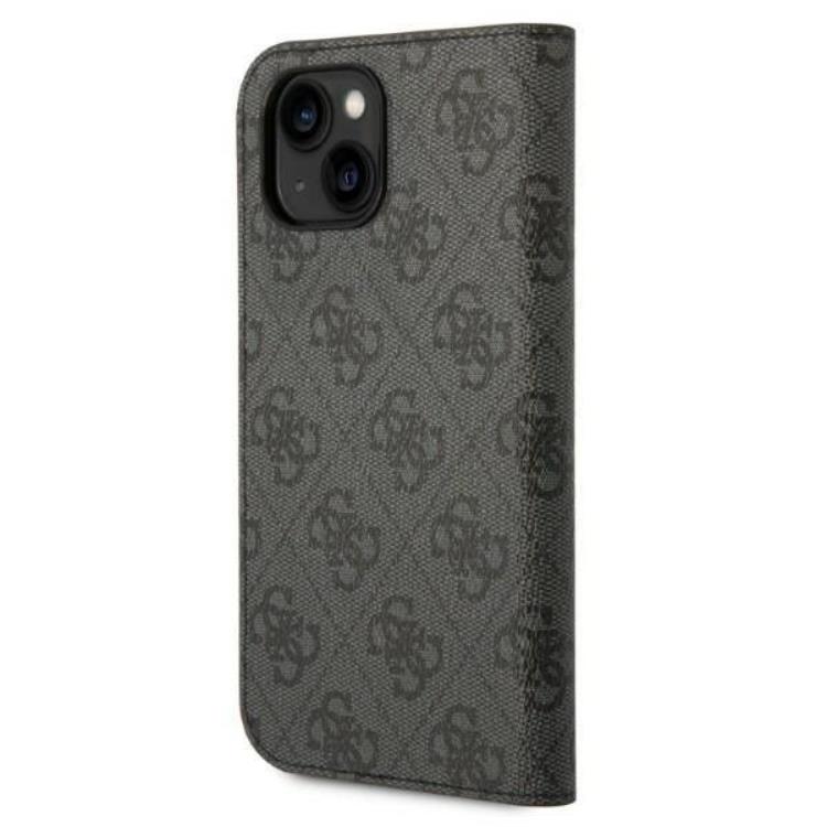Guess - GUESS iPhone 14 Plus Plånboksfodral 4G Vintage Gold Logo - Svart