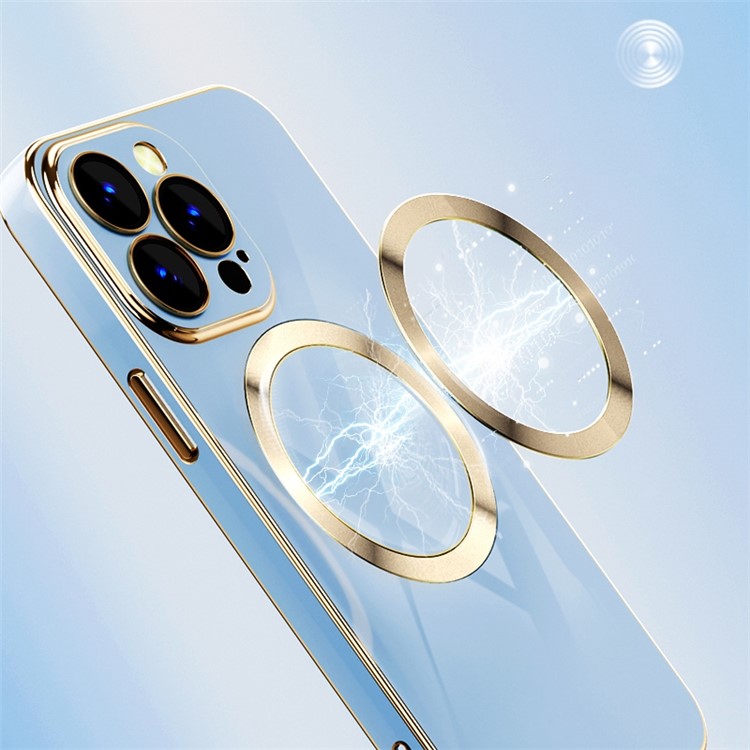 A-One Brand - iPhone 14 Magsafe Skal Gold Edge - Blå
