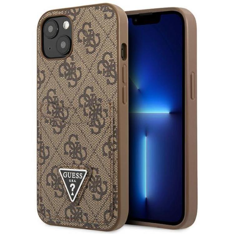 Guess - Guess iPhone 13 Skal Korthållare 4G Triangle Logo - Brun