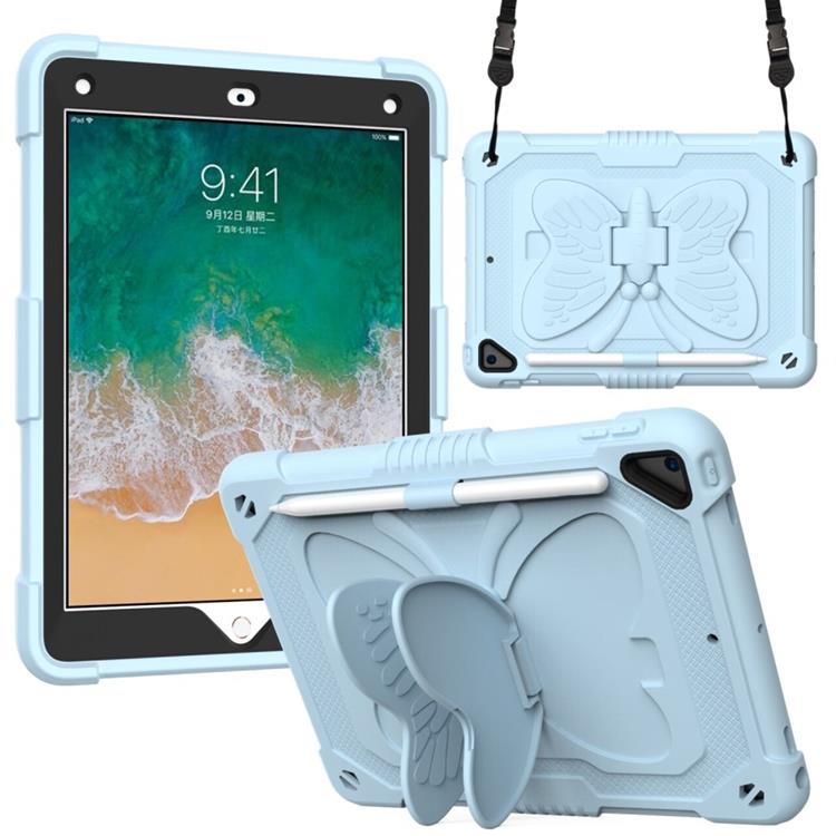 A-One Brand - iPad 9.7 (2017/2018/Air/Air2) Skal Butterfly Hybrid med Axelrem - Blå