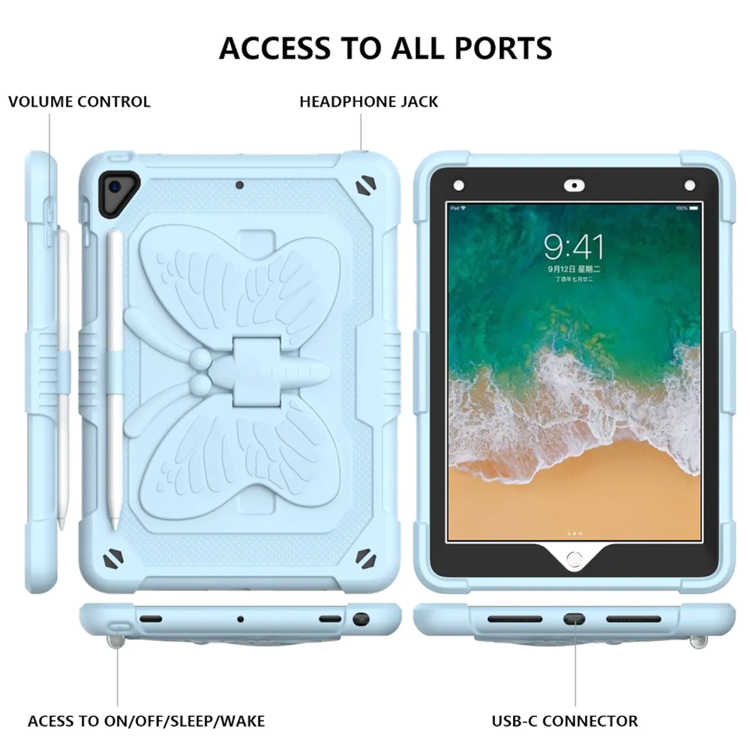 A-One Brand - iPad 9.7 (2017/2018/Air/Air2) Skal Butterfly Hybrid med Axelrem - Blå