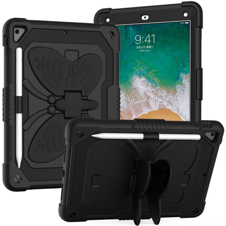 A-One Brand - iPad 9.7 (2017/2018/Air/Air2) Skal Butterfly Hybrid med Axelrem - Svart
