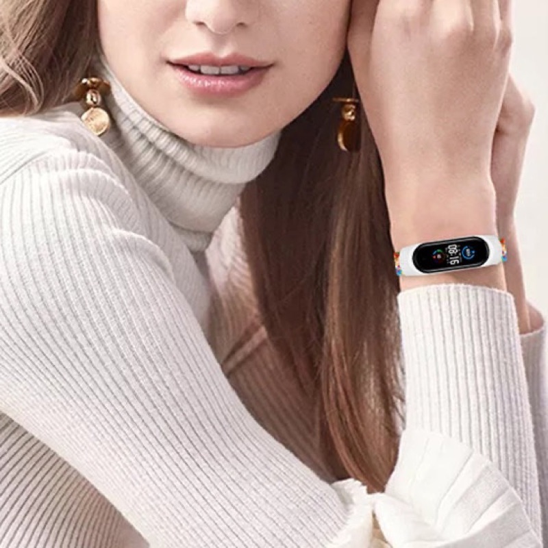 A-One Brand - Braided Ersättningsarmband till Xiaomi Mi Band 6/5/4/3 - Orange