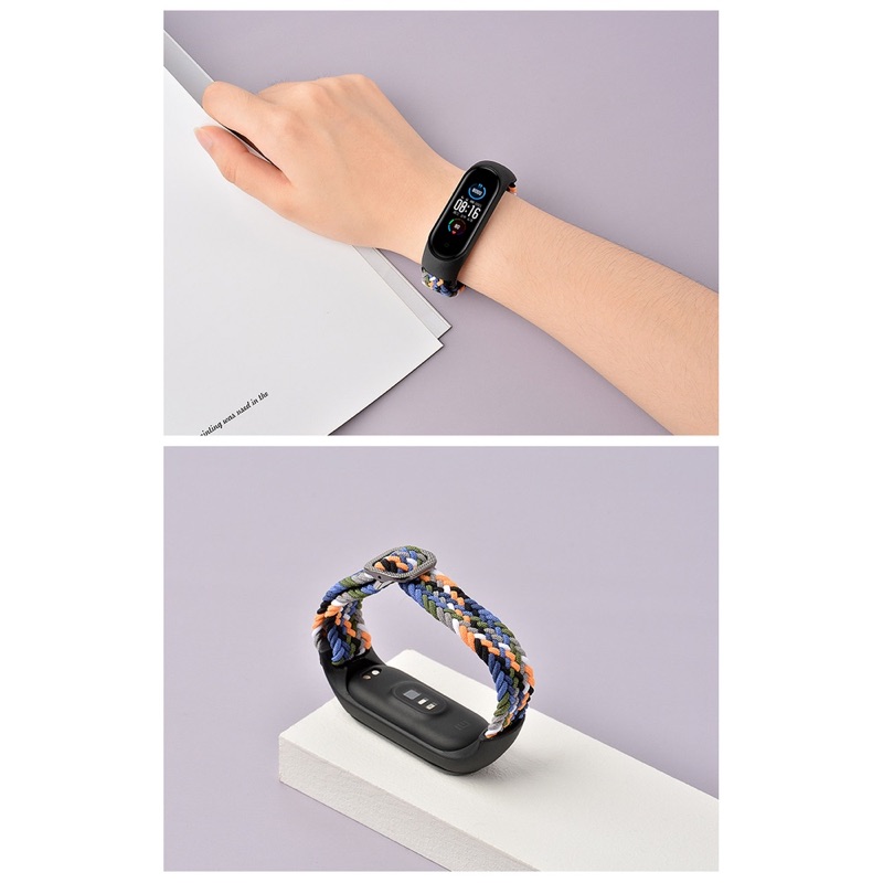 A-One Brand - Braided Ersättningsarmband till Xiaomi Mi Band 6/5/4/3 - Orange