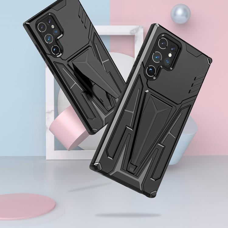 A-One Brand - V-Shaped Kickstand Skal Galaxy S22 Ultra - Svart