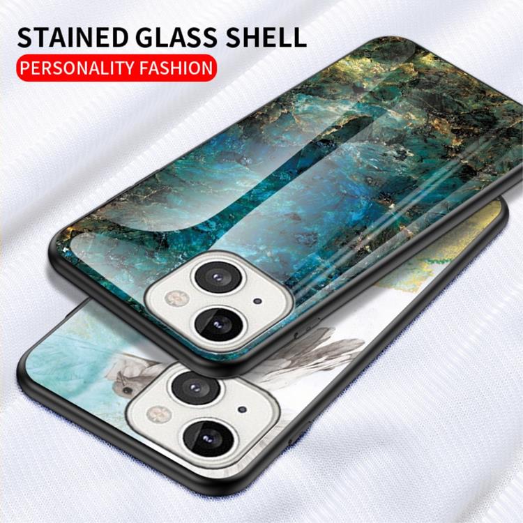 A-One Brand - Anti-Scratch Härdat glas skal iPhone 13 mini - Svart Marble
