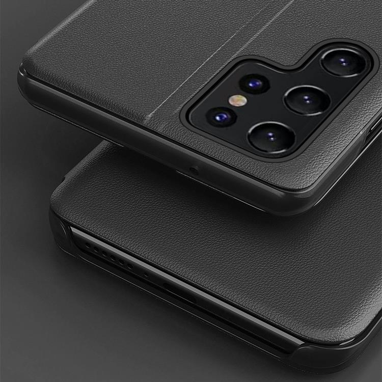 Ruhtel - Eco Läder View Fodral Galaxy S22 Ultra - Blå