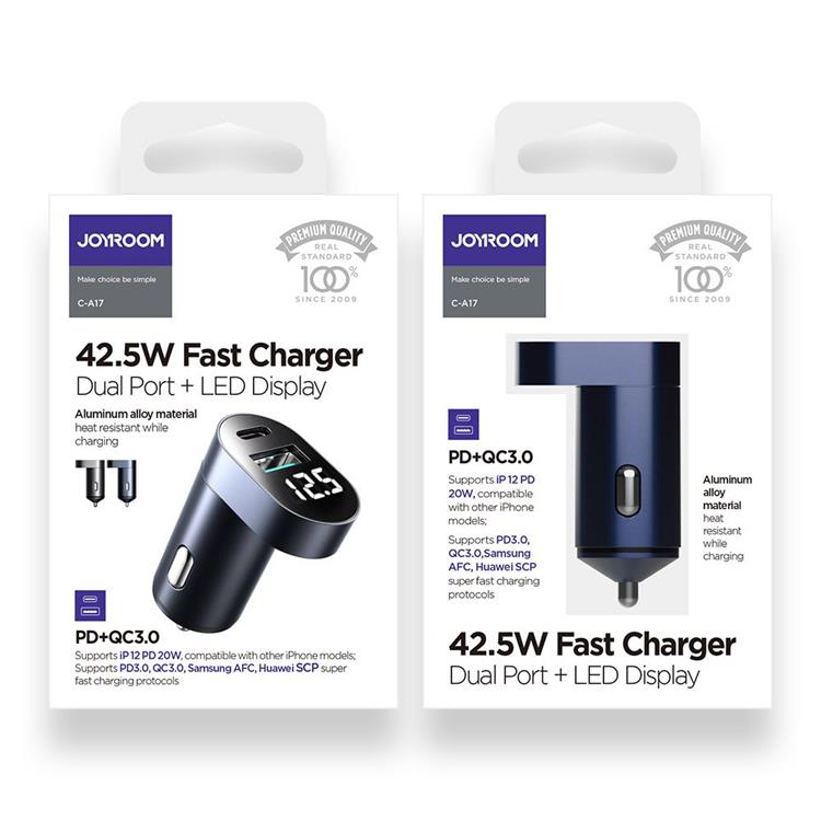 Joyroom - Joyroom C-A17 Snabb Billaddare USB-C 42,5W PD - Silver