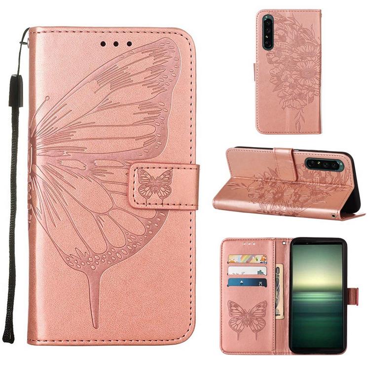 A-One Brand - Sony Xperia 1 IV Plånboksfodral Butterfly - Rosa Guld