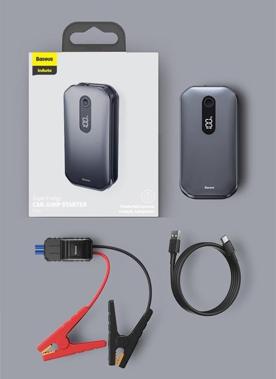 UTGATT1 - Baseus Power Super Energy Bil Jump Starter 12000 mAh 12 V 1000 A/600 A - Röd
