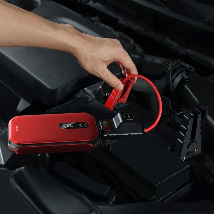 UTGATT1 - Baseus Power Super Energy Bil Jump Starter 12000 mAh 12 V 1000 A/600 A - Röd