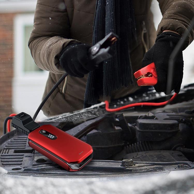 UTGATT1 - Baseus Power Super Energy Bil Jump Starter 12000 mAh 12 V 1000 A/600 A - Röd