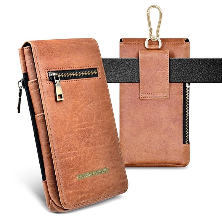 PULOKA - PULOKA Bältesväskor Vertical Multifunction Zipper - Brun