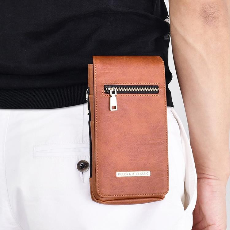 PULOKA - PULOKA Bältesväskor Vertical Multifunction Zipper - Brun