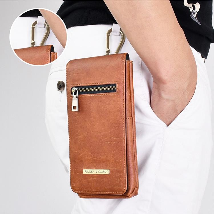 PULOKA - PULOKA Bältesväskor Vertical Multifunction Zipper - Brun