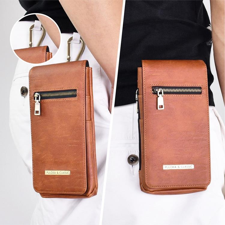 PULOKA - PULOKA Bältesväskor Vertical Multifunction Zipper - Brun