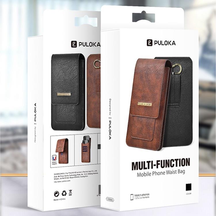 UTGATT1 - PULOKA Bältesväskor Vertical PU Läder Dual Layer - Svart