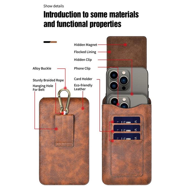UTGATT1 - PULOKA Bältesväskor Vertical PU Läder Dual Layer - Svart