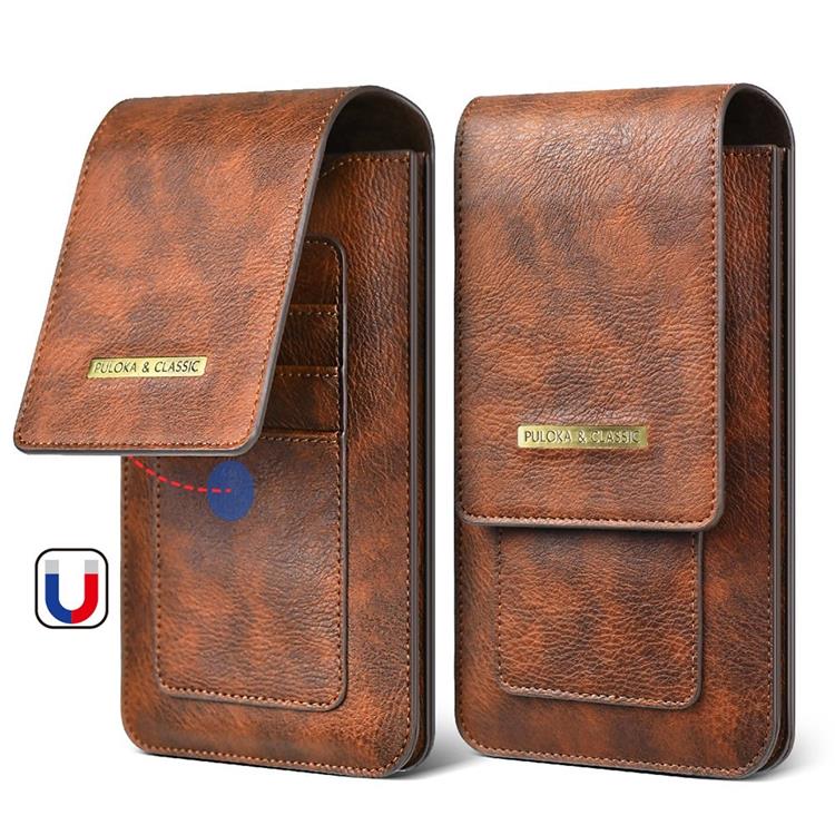 UTGATT1 - PULOKA Bältesväskor Vertical PU Läder Dual Layer - Svart
