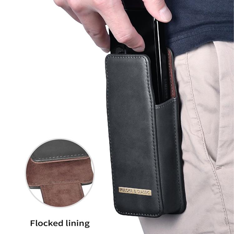 UTGATT1 - PULOKA Galaxy Z Fold 4/Z Fold 3 Bältesväskor Holster Vertical - Brun